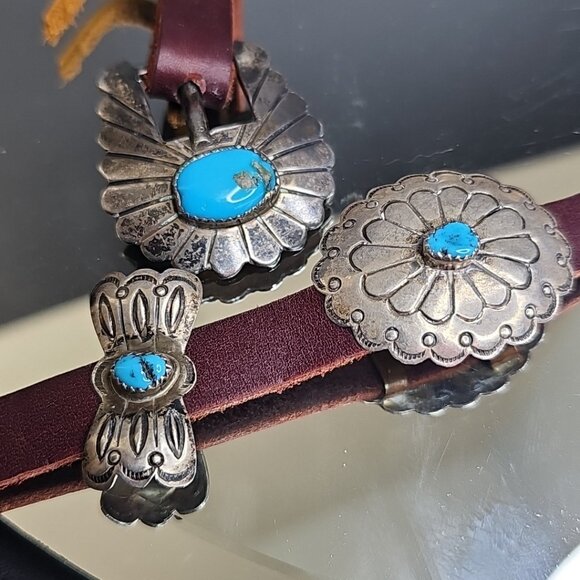 John Delvin Sterling Silver Turquoise Navajo Belt Ladies Amazing Piece 43 Inches - Picture 2 of 16